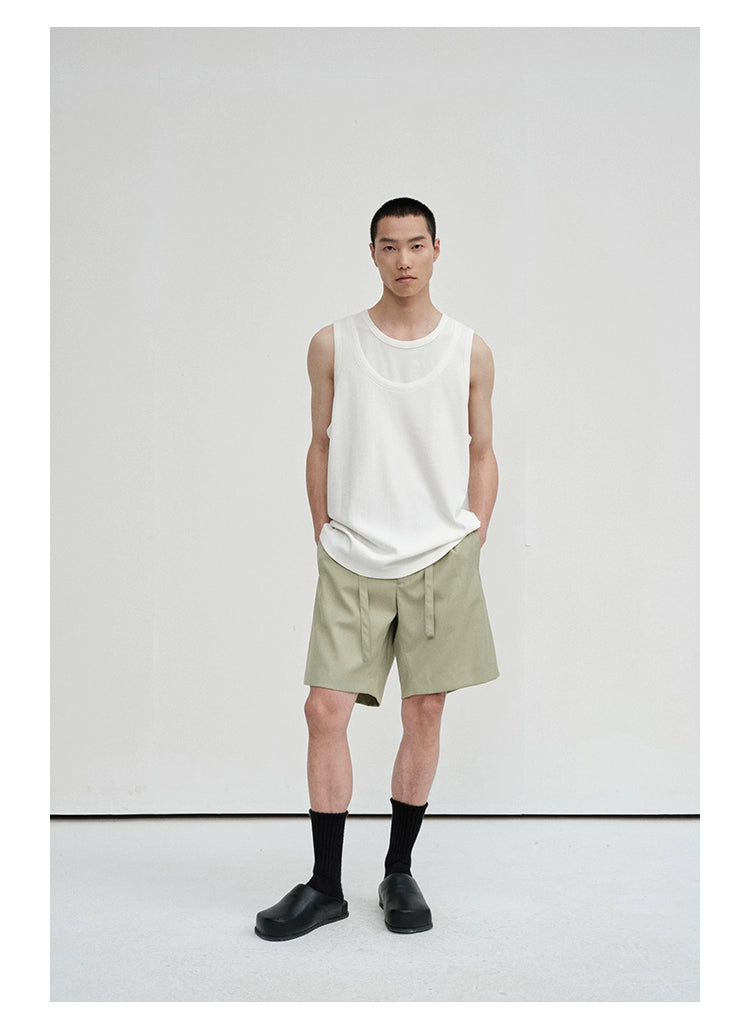 Drawstring Single-Pleat Shorts