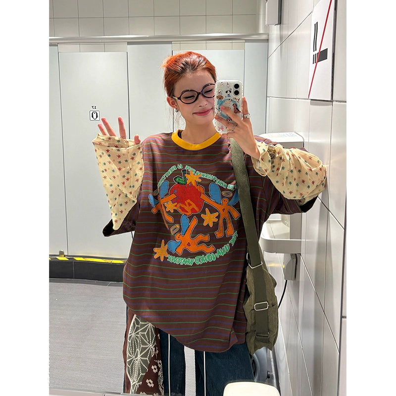 Cosmic Friends Striped Graphic Tee