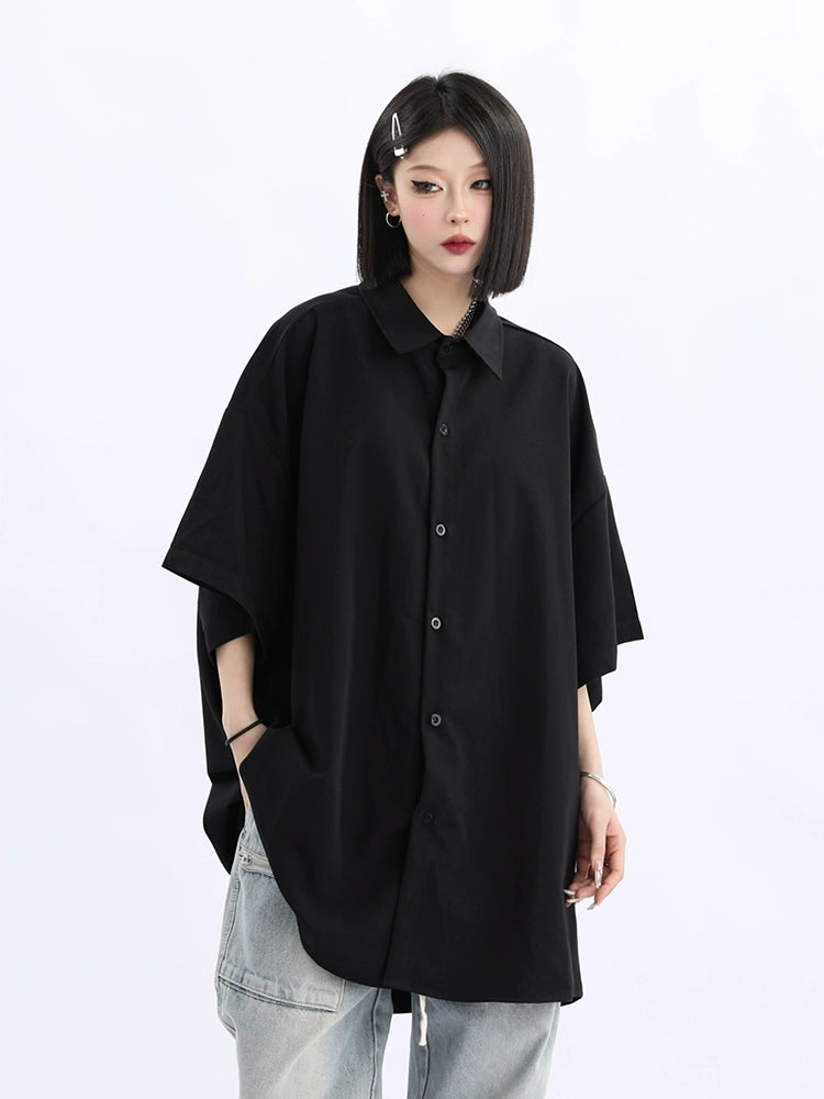 Oversized Black Button-Down Shirt