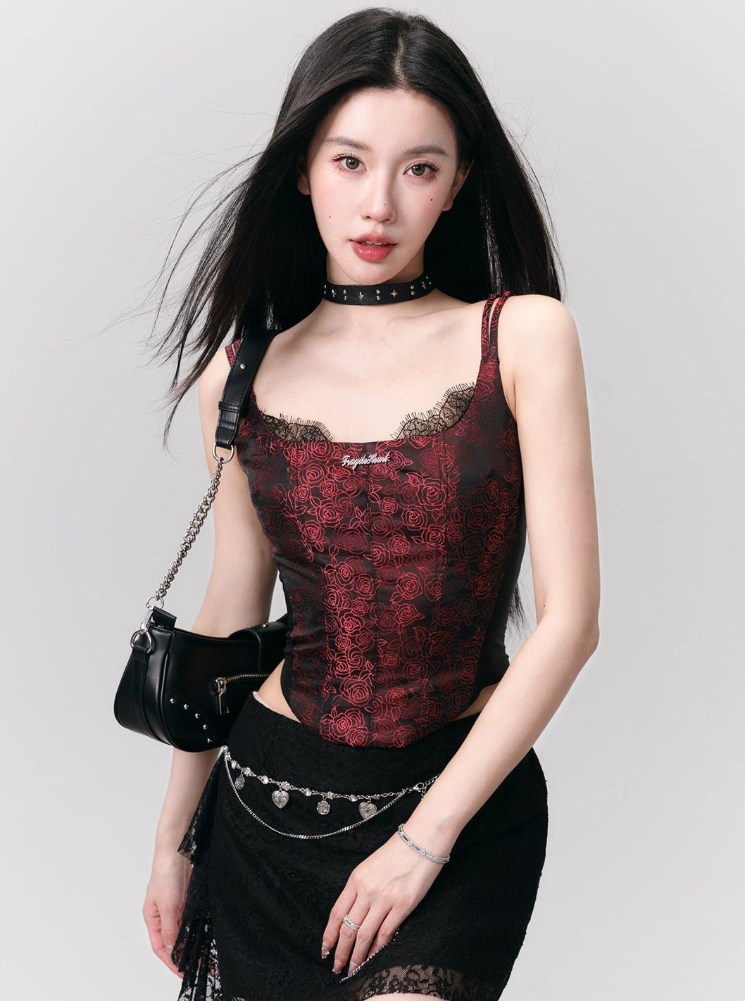 Luxe Burgundy Velvet Camisole: Lace-Trimmed Corset Top with Adjustable Straps