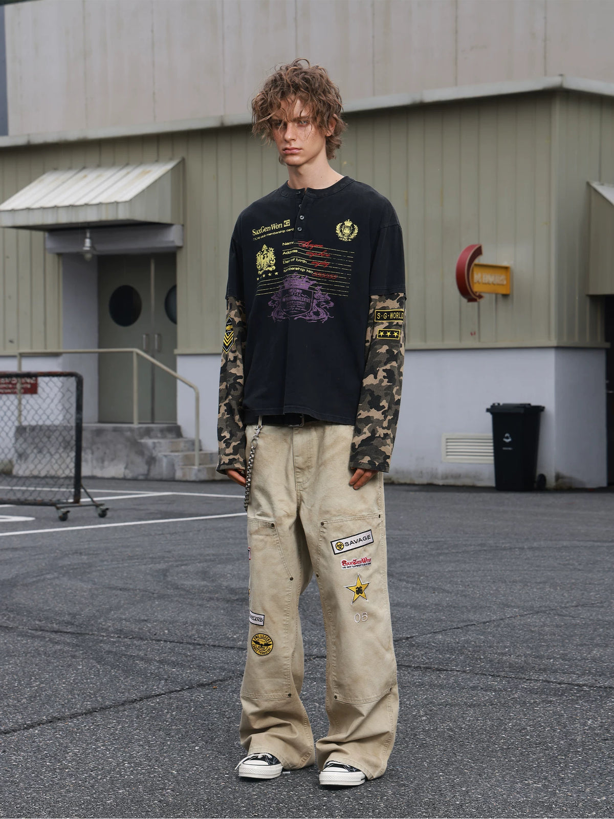 Camo Regiment Layered Henley Shirt