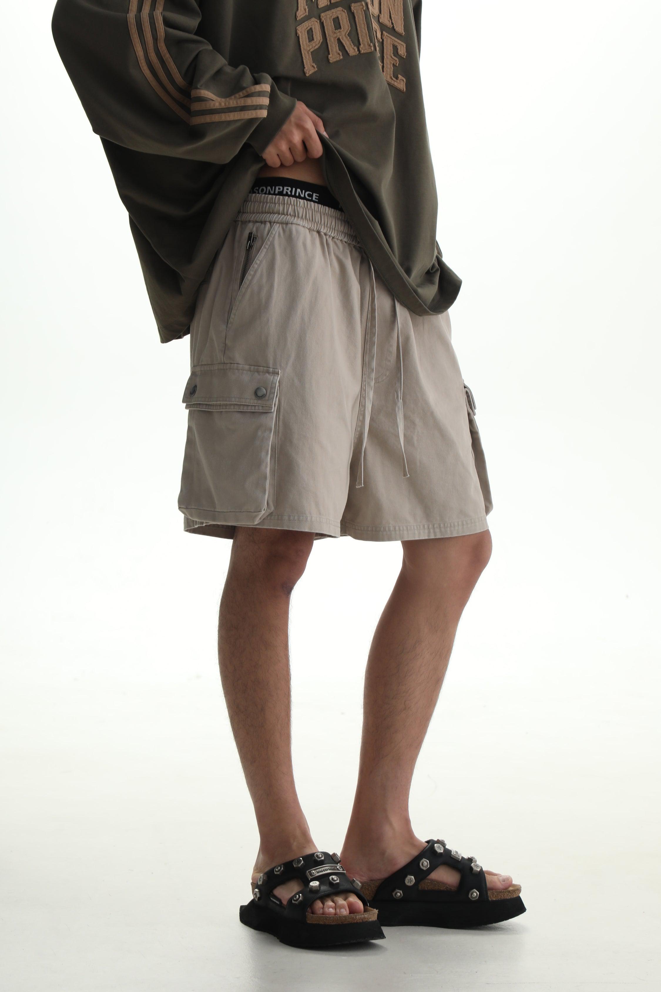 Cargo Shorts with Tie Waist and Double Pockets - chiclara