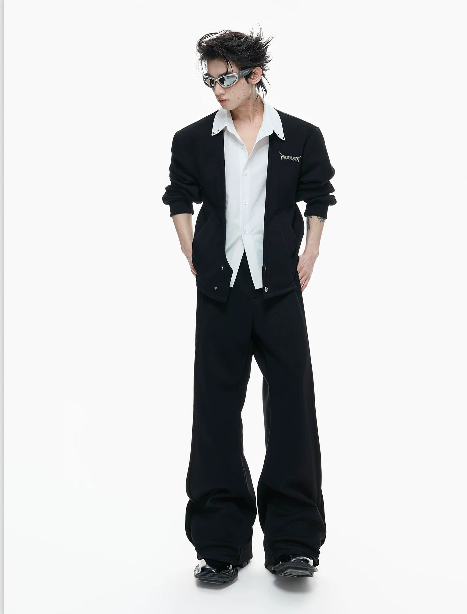 Layered Crest Faux-Twinset Cardigan Shirt