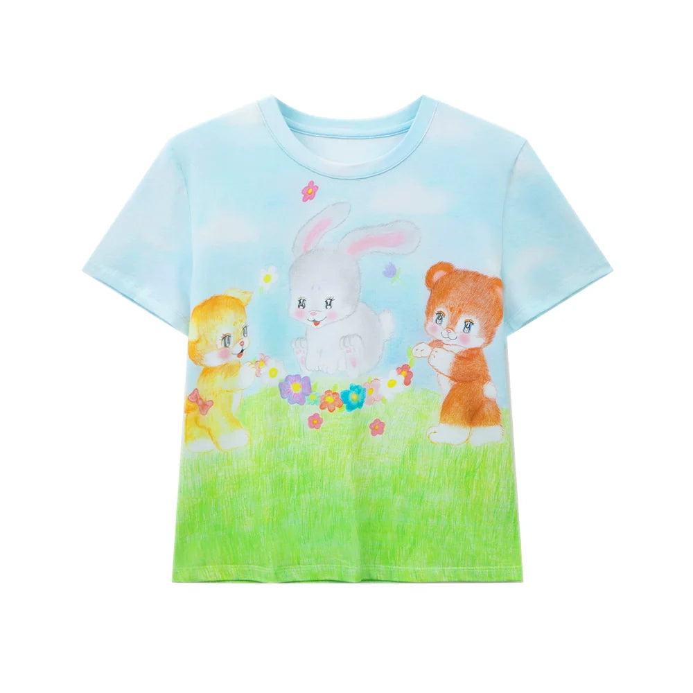 Bunny Garden Print Baby T-Shirt