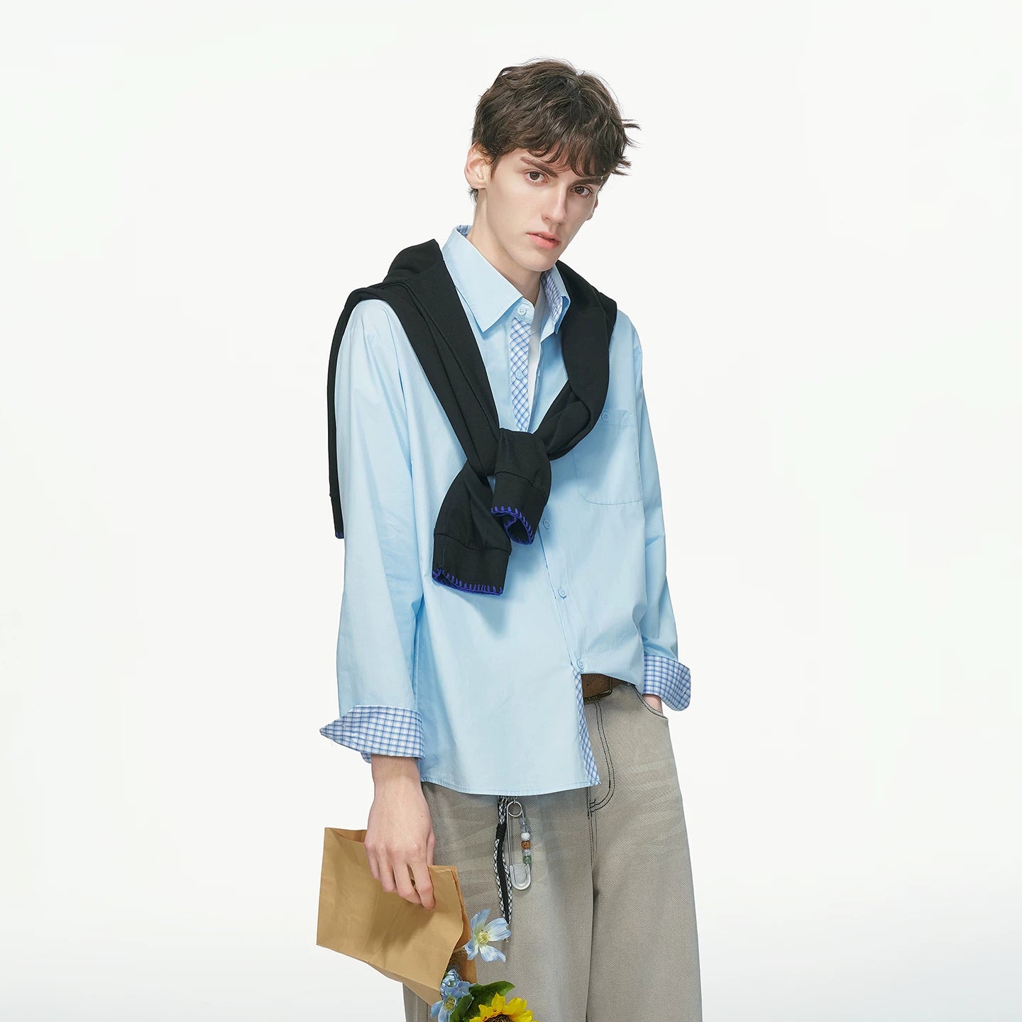 Gingham Cuff Contrast Oxford Shirt