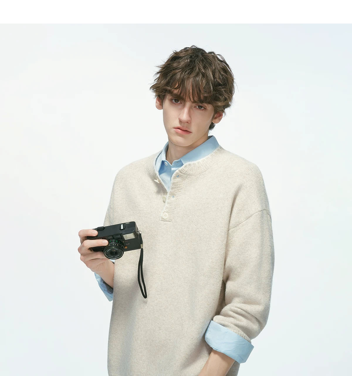 Frayedge Cozy Henley Knit Sweater