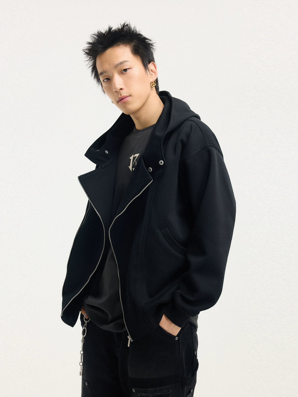 Metro Drape Moto Hoodie Jacket
