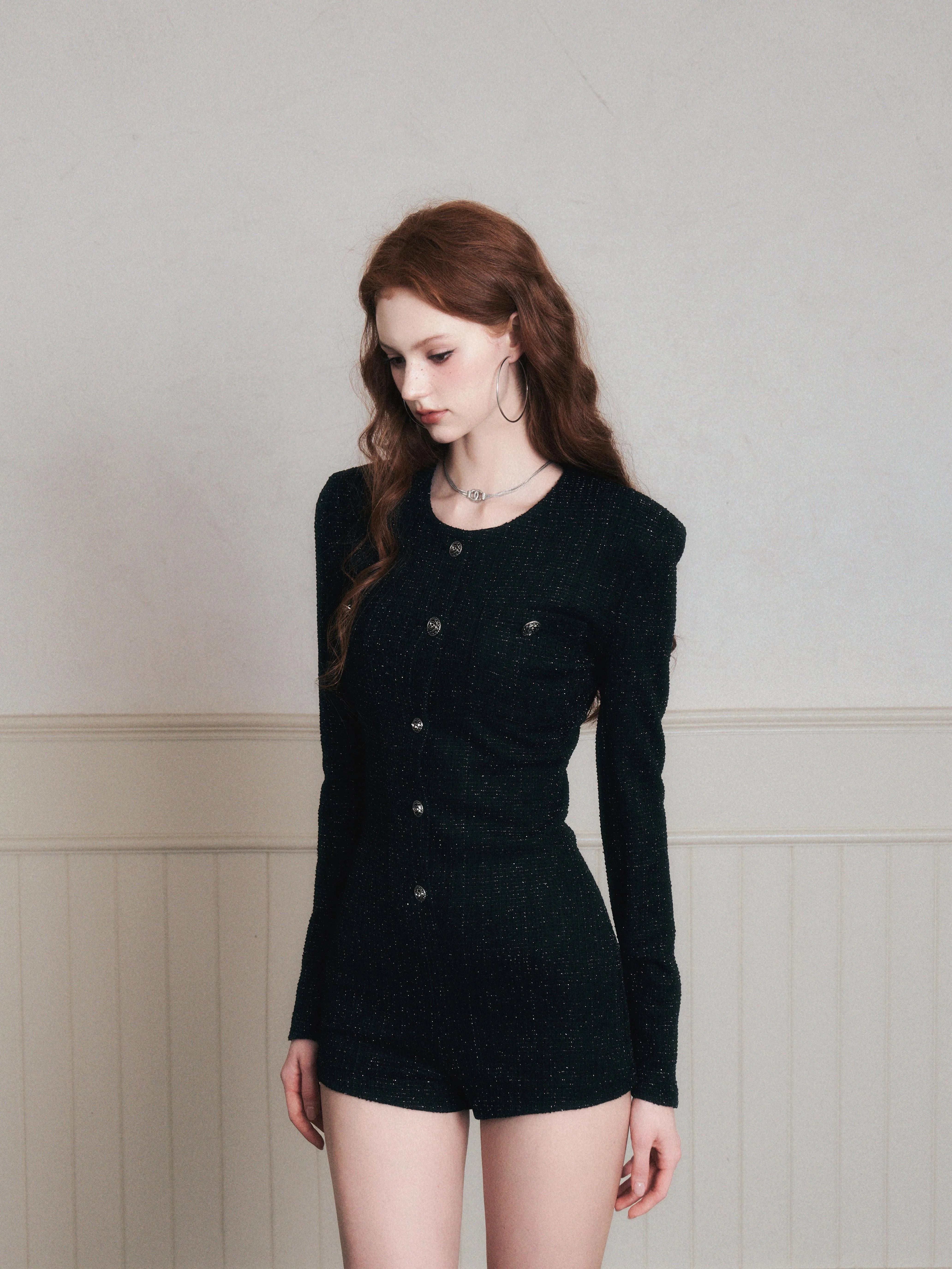 Midnight Muse Tweed Romper