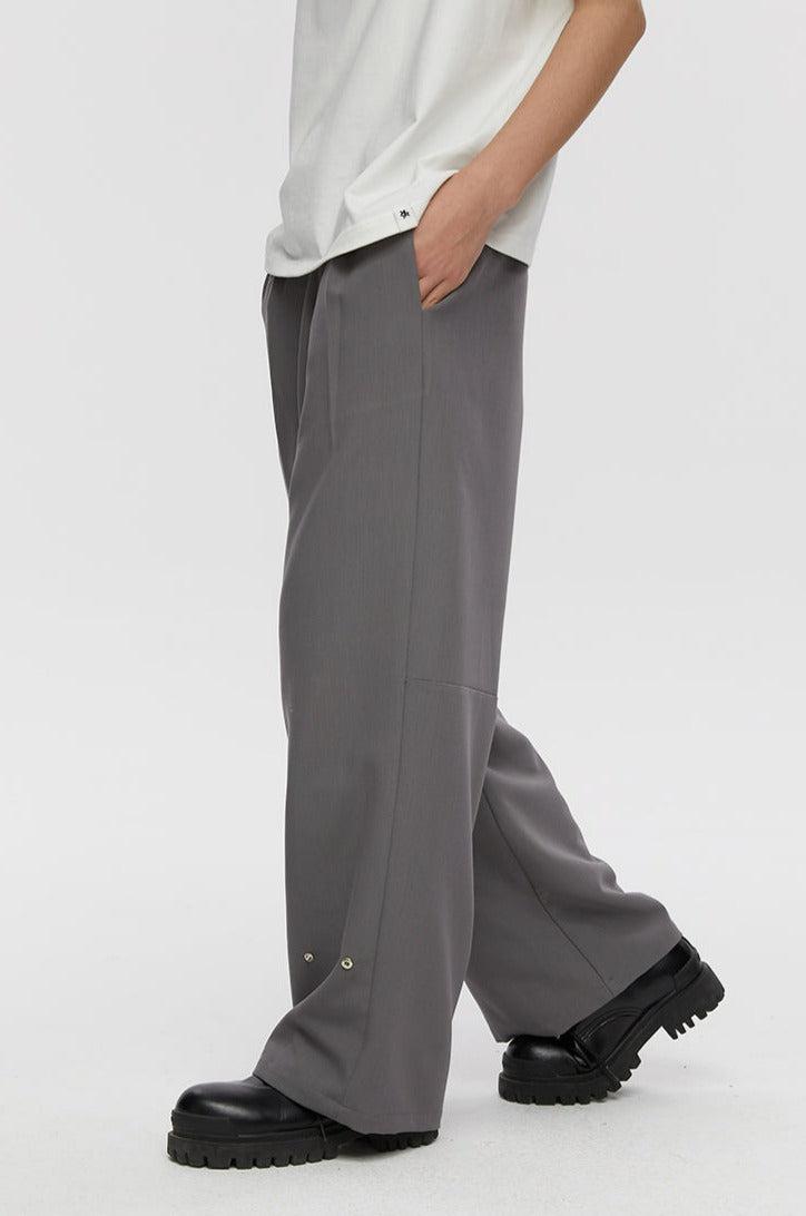 Trousers with Fold and Button Detail - chiclara