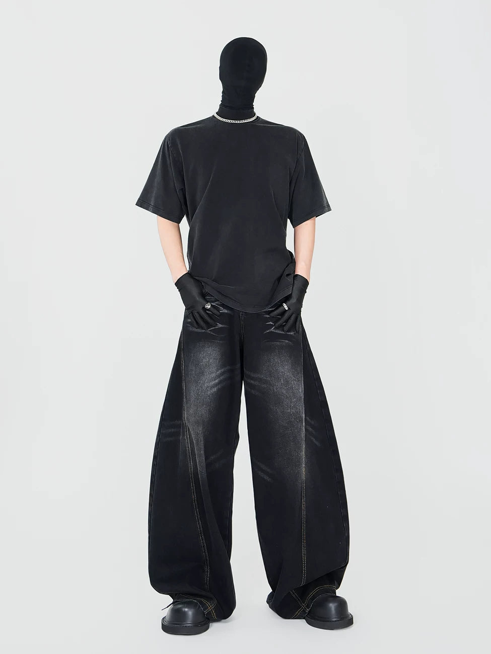 Blank Signal High‑Neck Oversized Tee