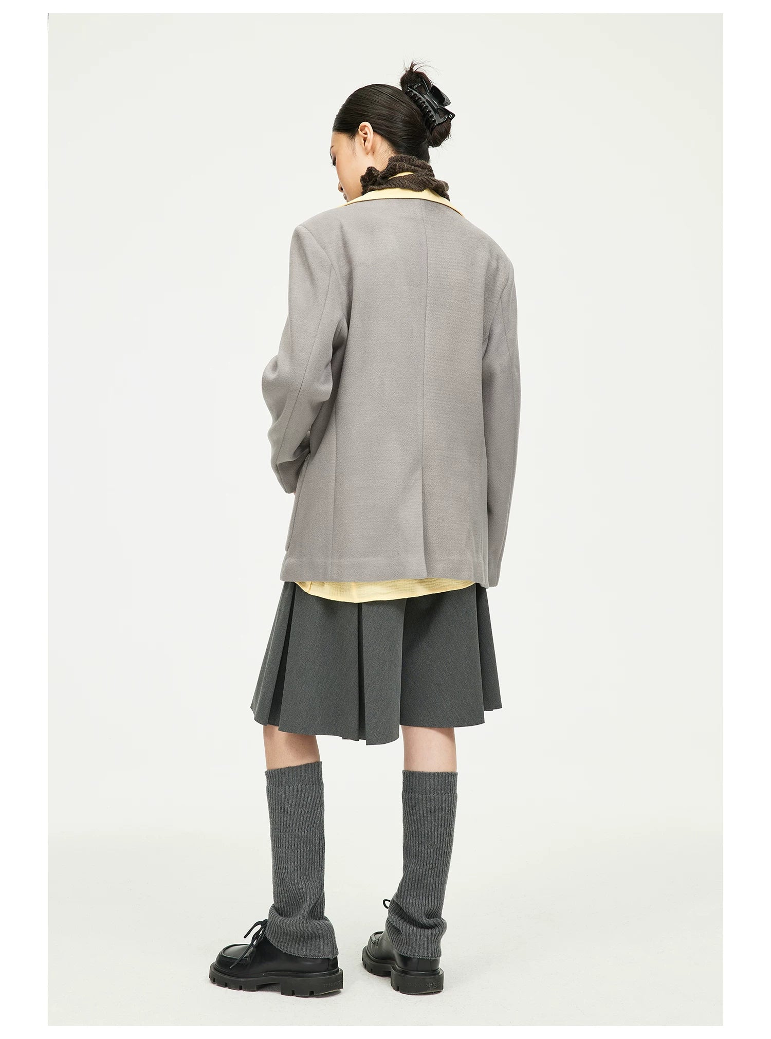 Toggle Closure Collarless Blazer