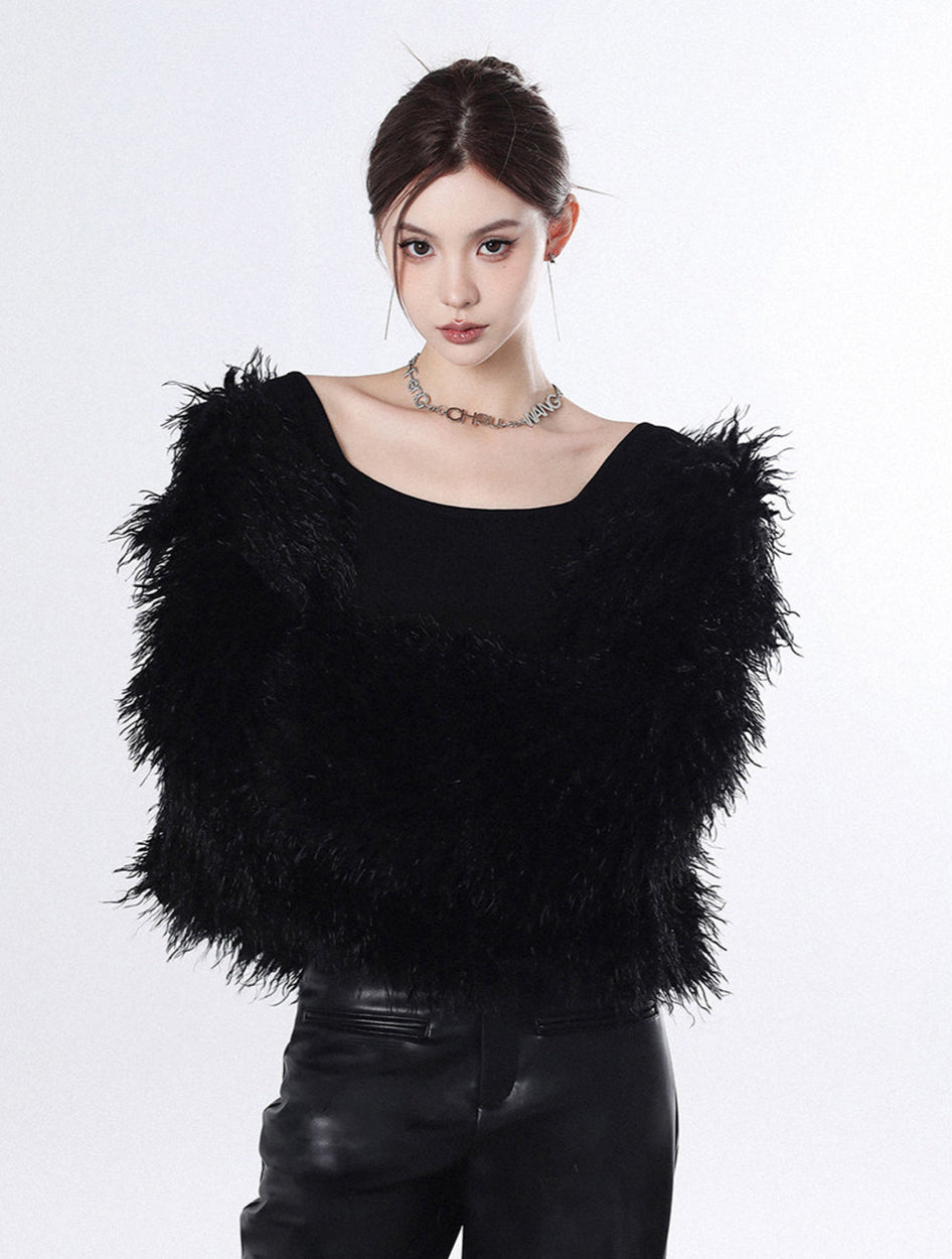 Black Faux Fur Party Coat