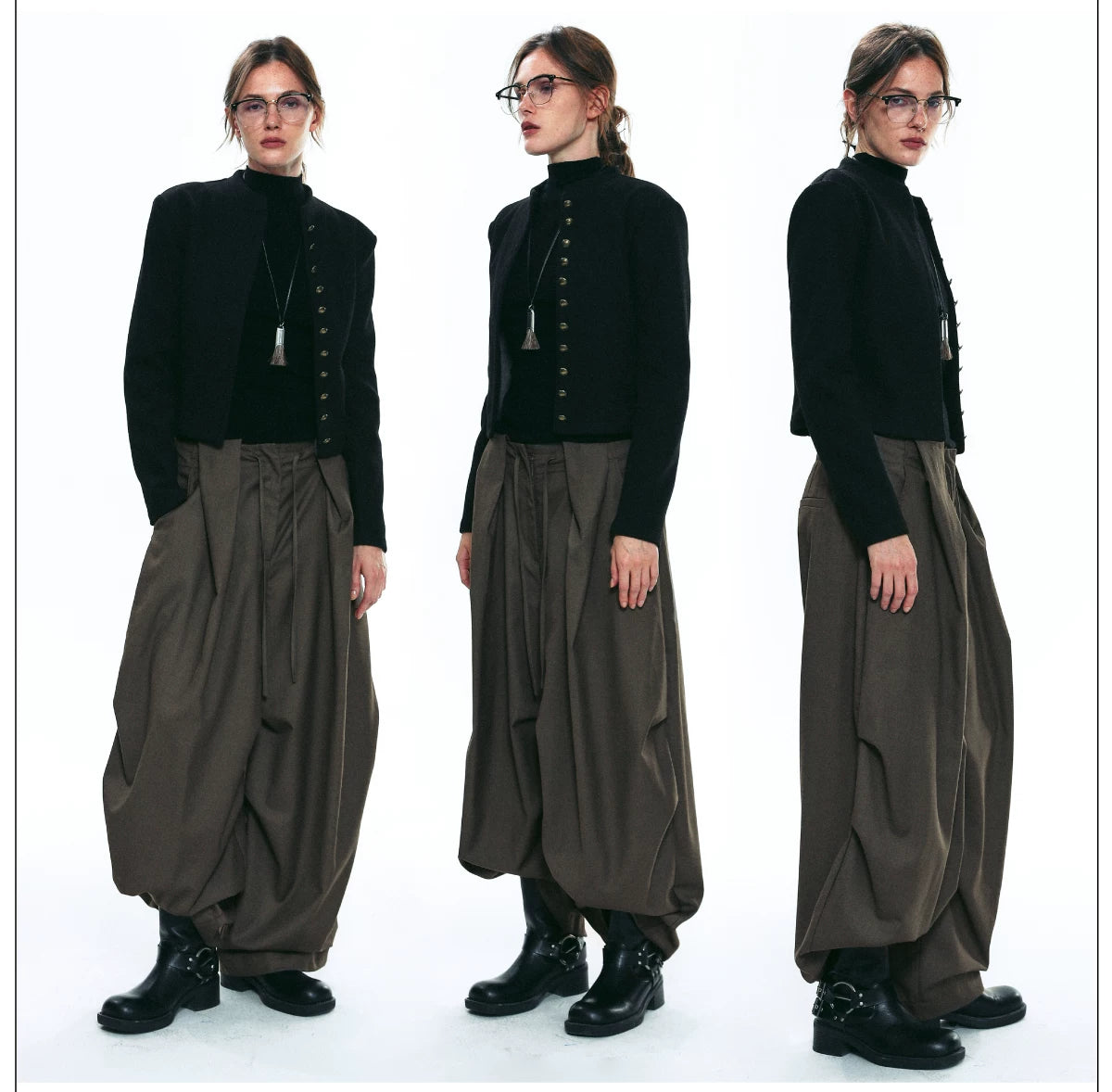 Draped Pleat Sarouel Trousers