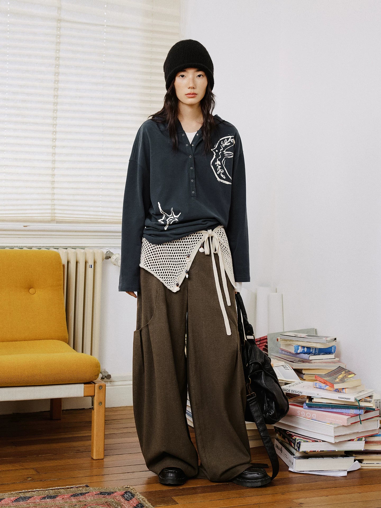 Graphic Embroidered Oversized Polo Shirt