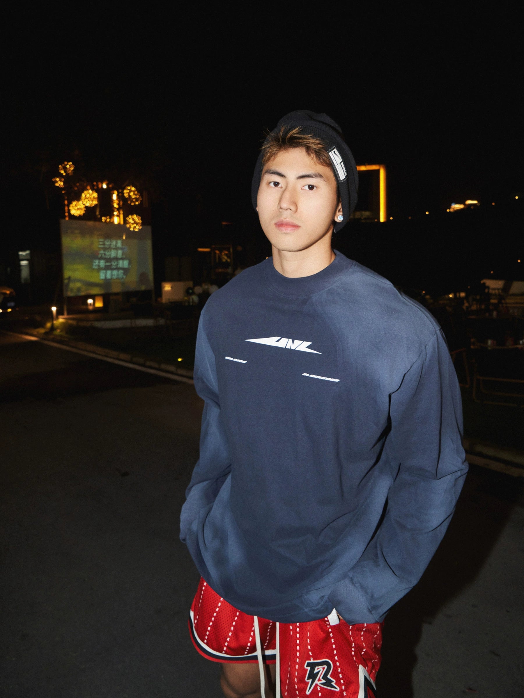 Navy Blue Graphic Logo Sweatshirt