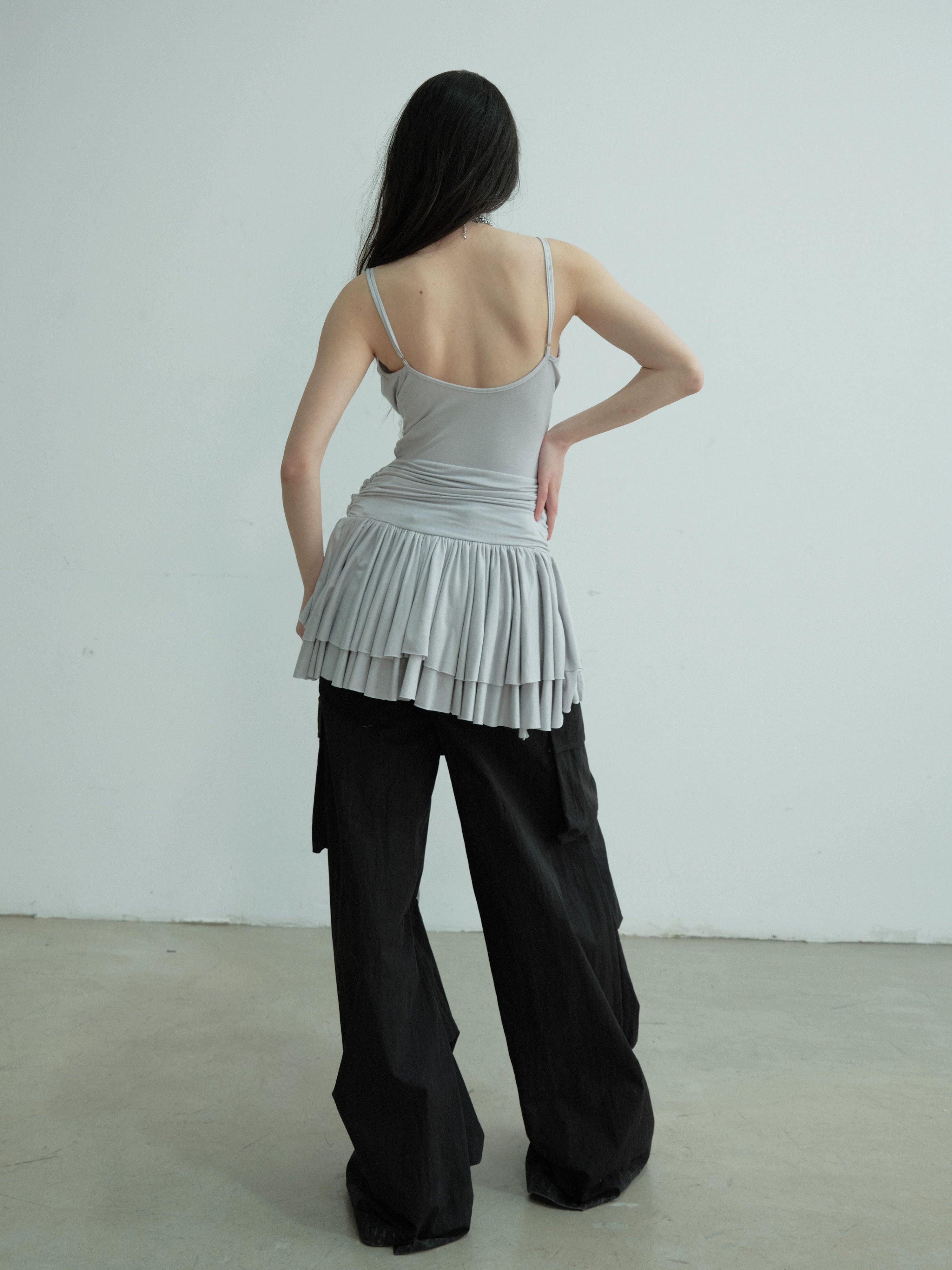 Draped Asymmetric Fringe Metallic Mini Dress