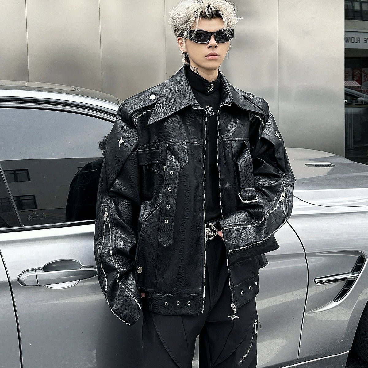 Star Patch Leather Jacket | Chiclara