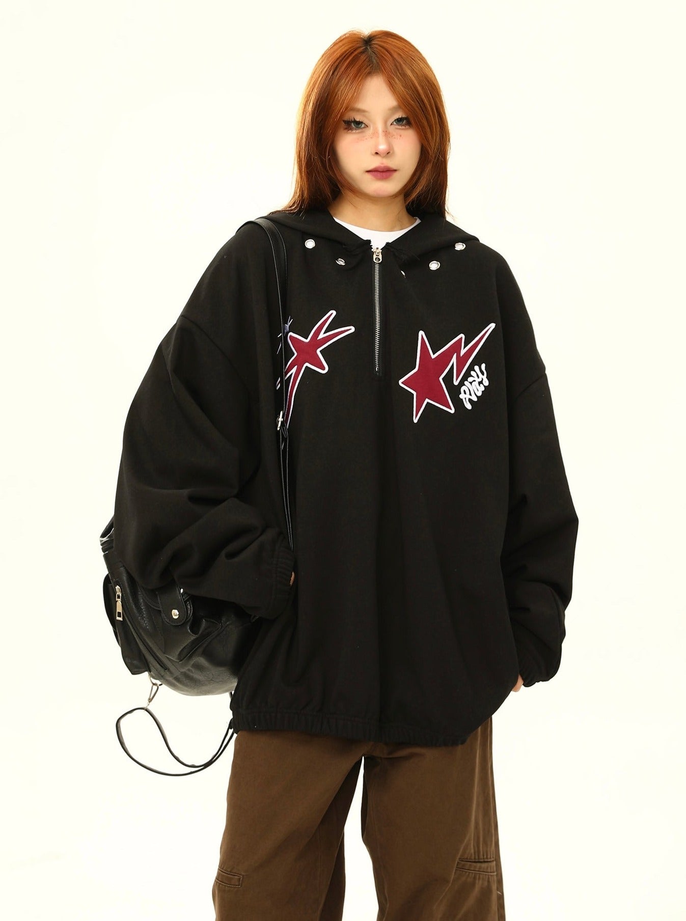 Star Print Oversized Anorak Jacket