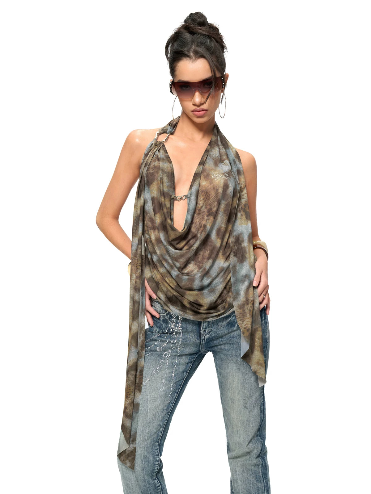 Dune Mirage Cowl Drape Halter Top
