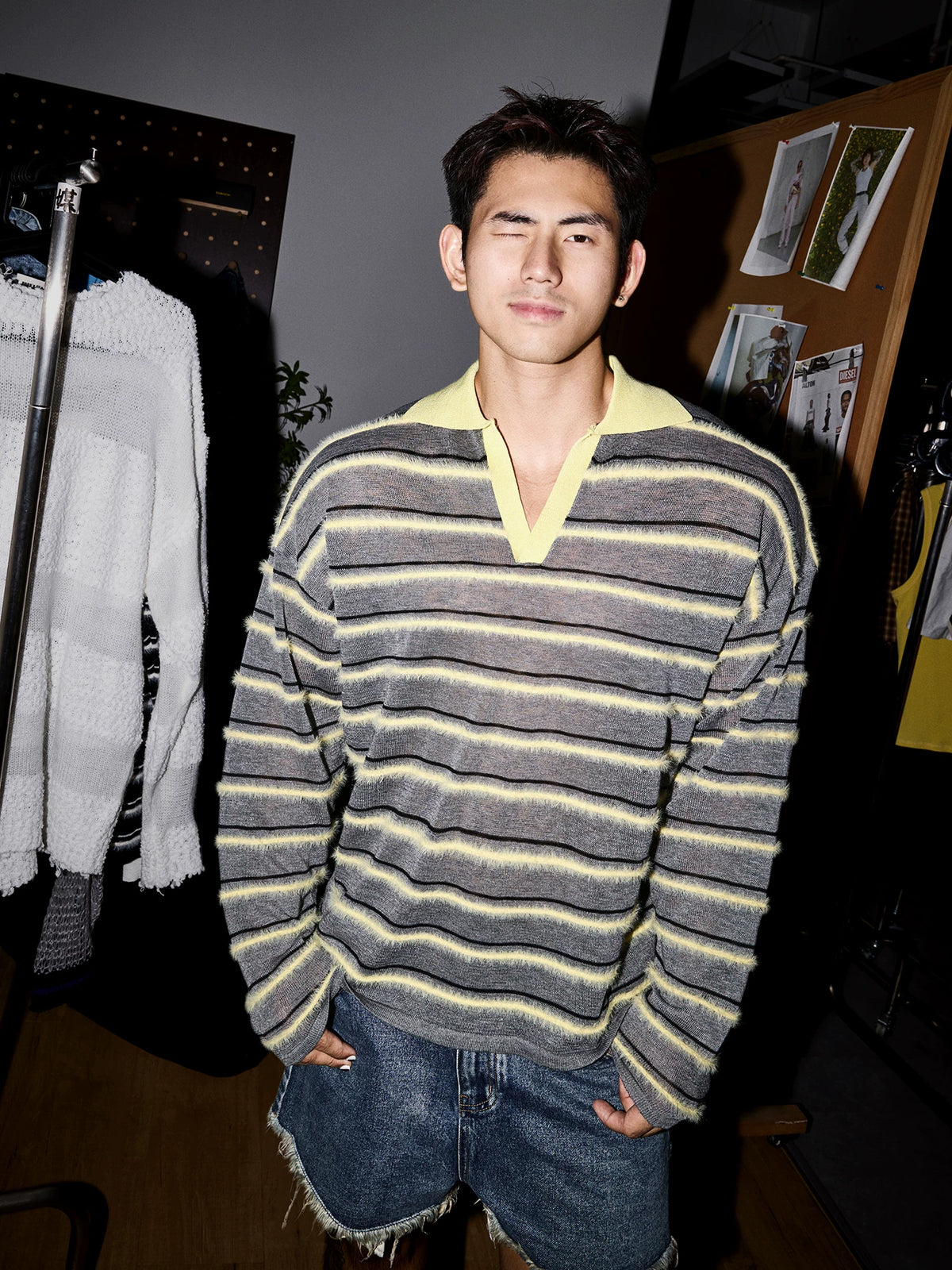 Retro Haze Striped Knit Polo