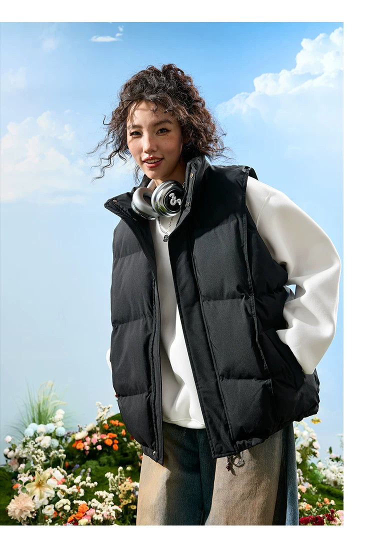 Oversized Puffer Vest with Stand Collar