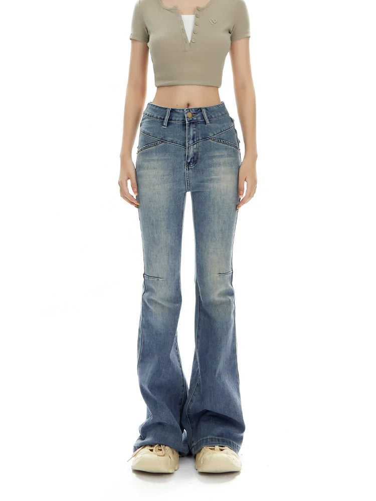 Light Wash Flared Denim Jeans