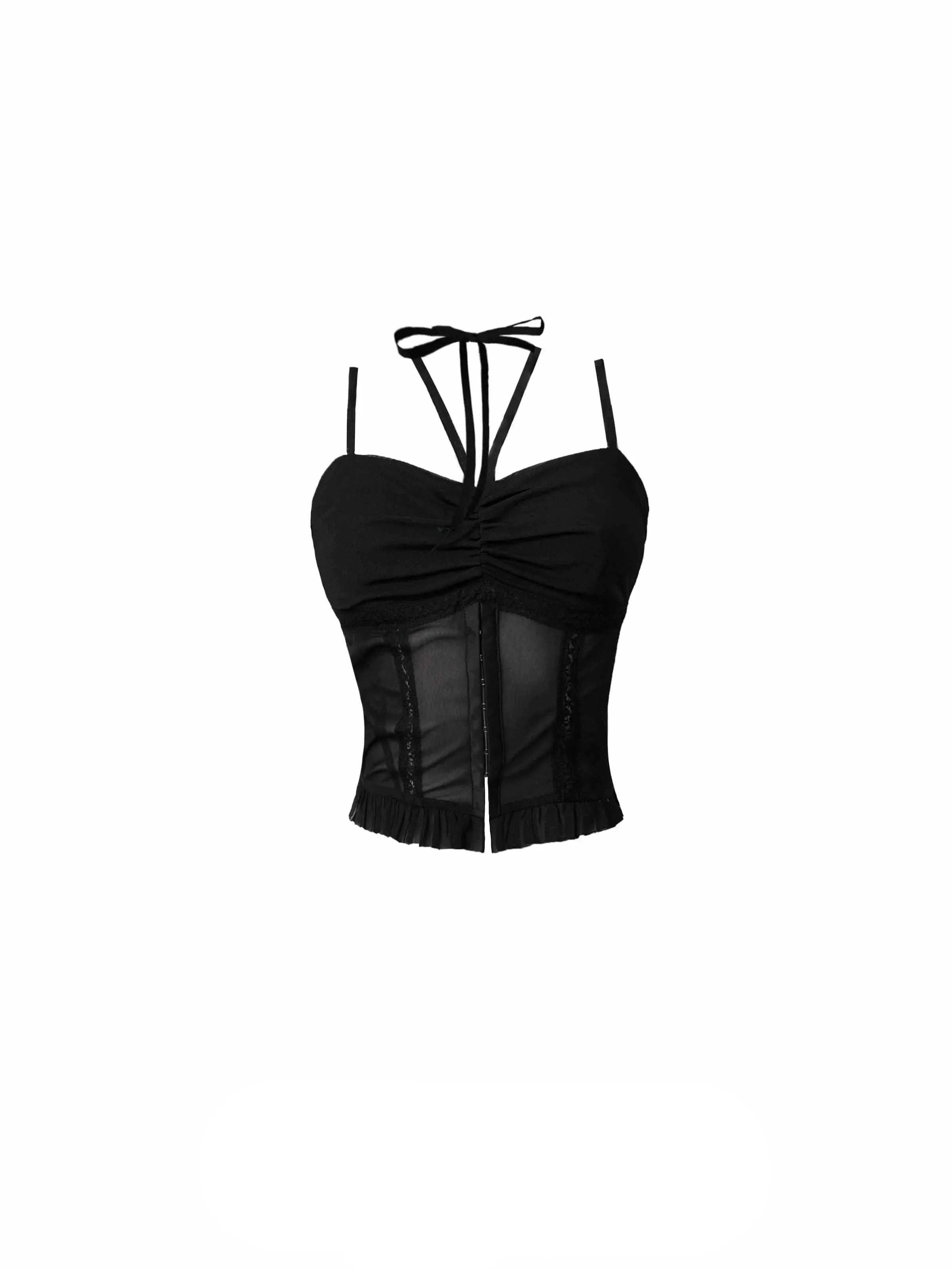 Noir Allure Halter Corset Top