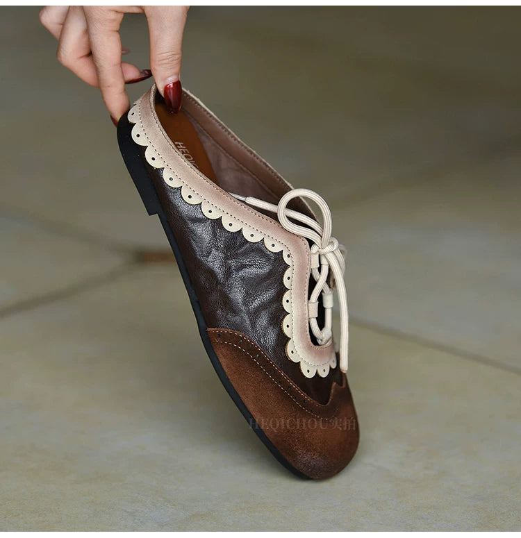 Rosalie Scallop Lace-Up Flats