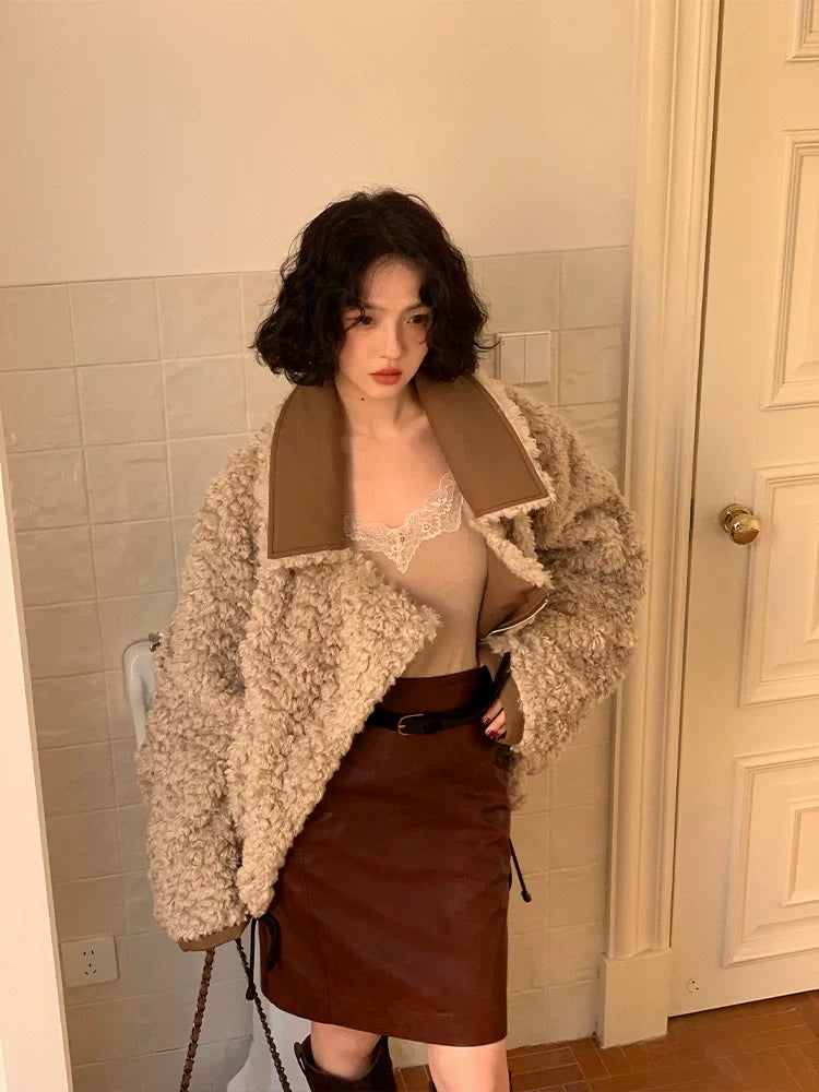 Khaki Aviator Jacket with Shearling Collar