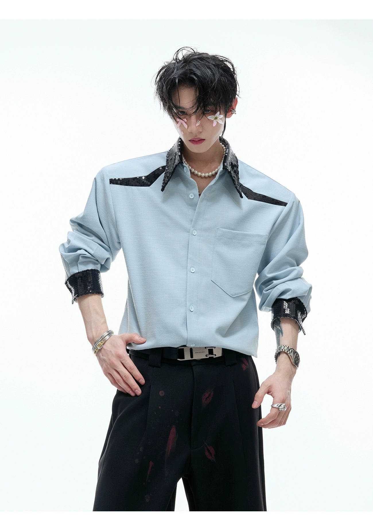 Sequin Trim Party Shirt