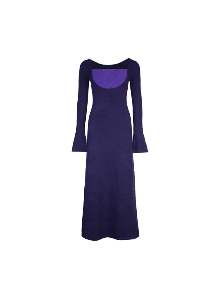 Violet Contrast Square Neck Maxi Dress