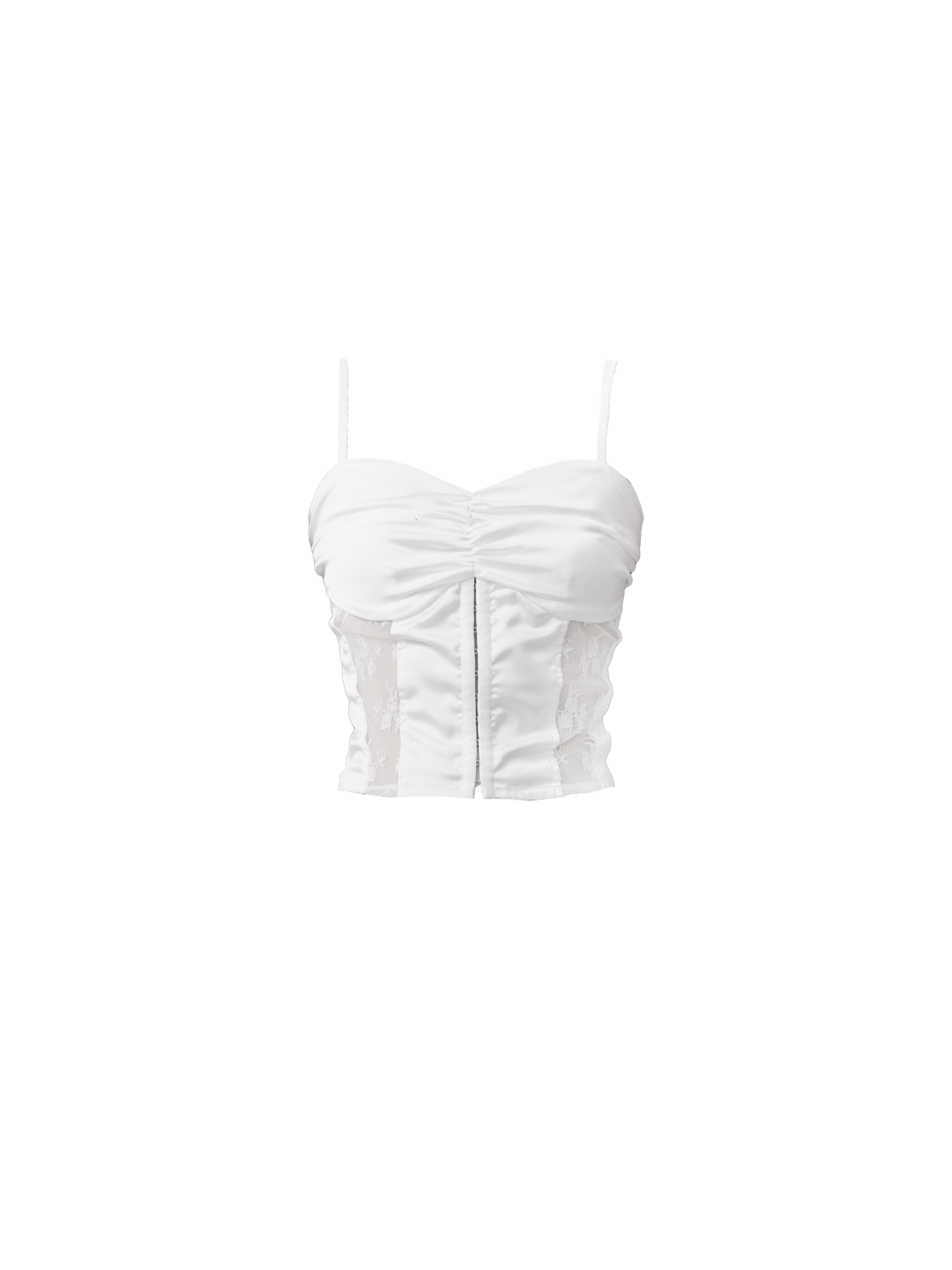 Satin Bustier Crop Top with Ruched Front - Black and White Set