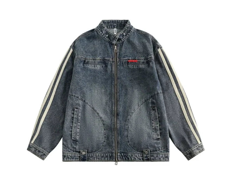 Vintage-Style Oversized Washed Denim Jacket