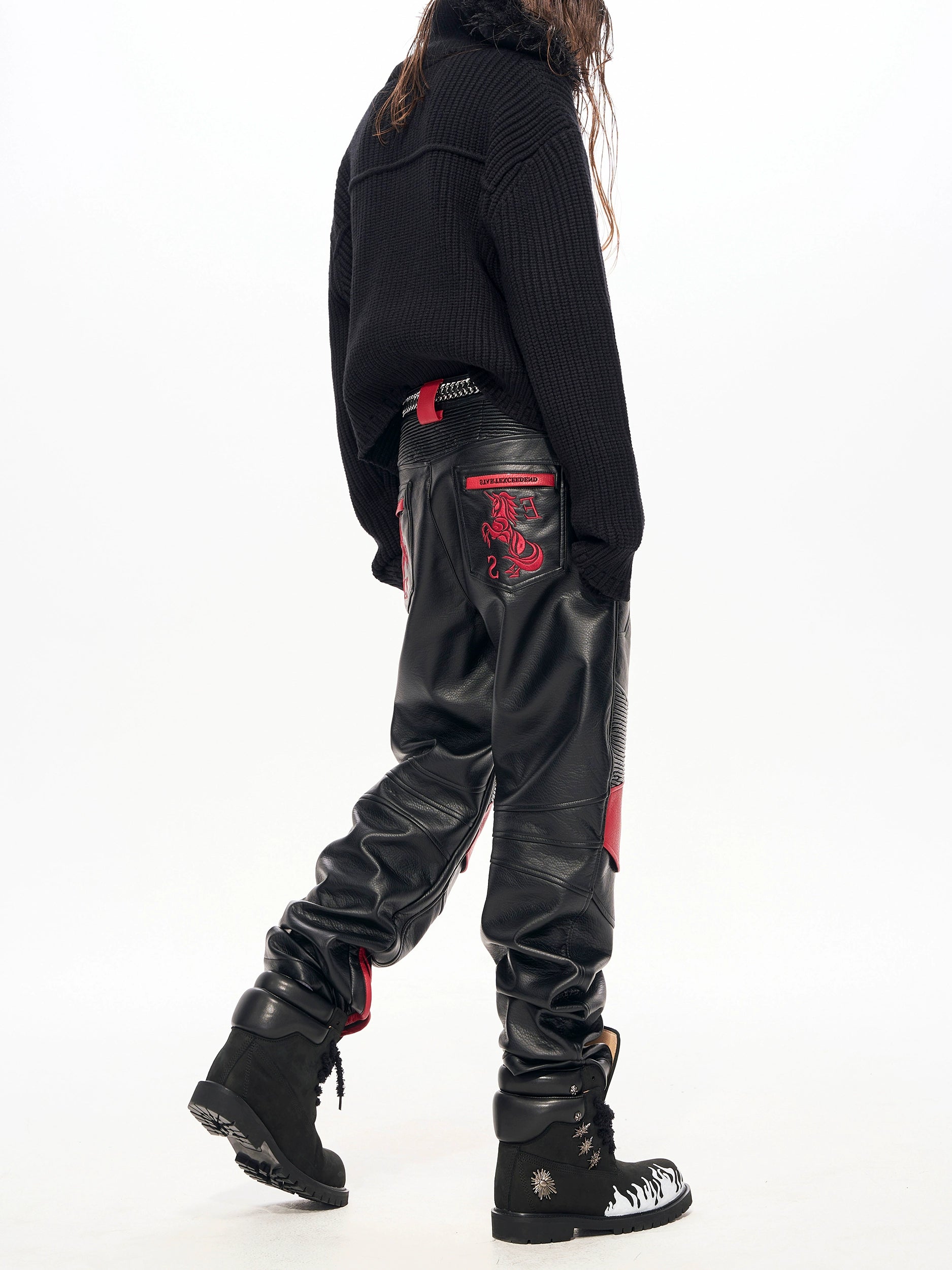 Inferno Crest Leather Moto Pants