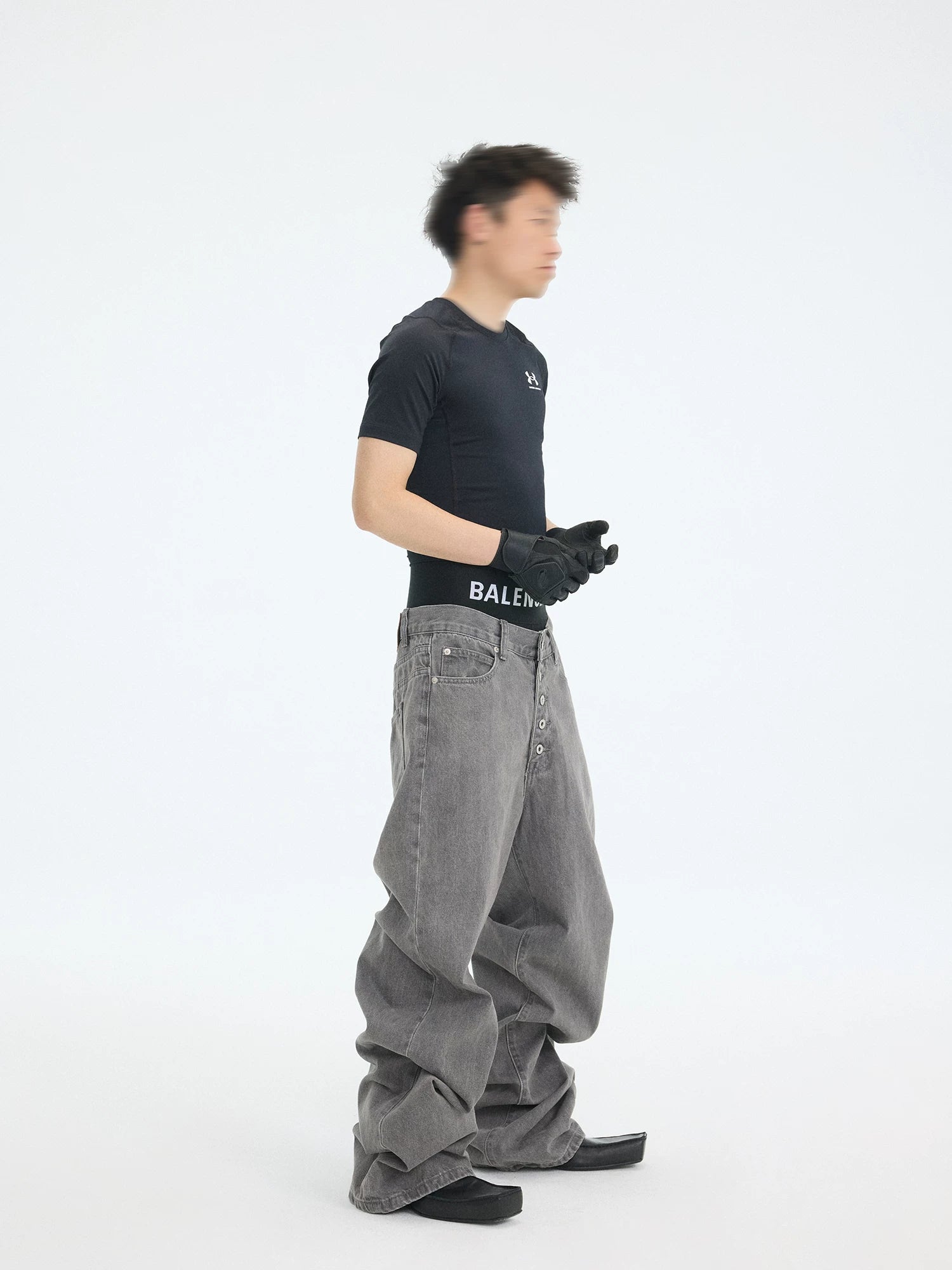 Slate Stack Buttonfront Balloon Jeans