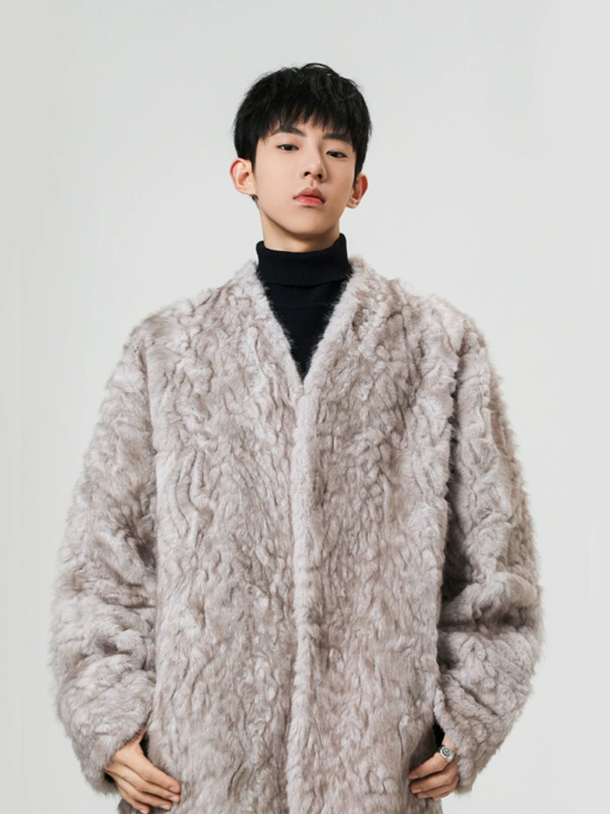 Midnight Cloud Faux-Fur Cocoon Jacket