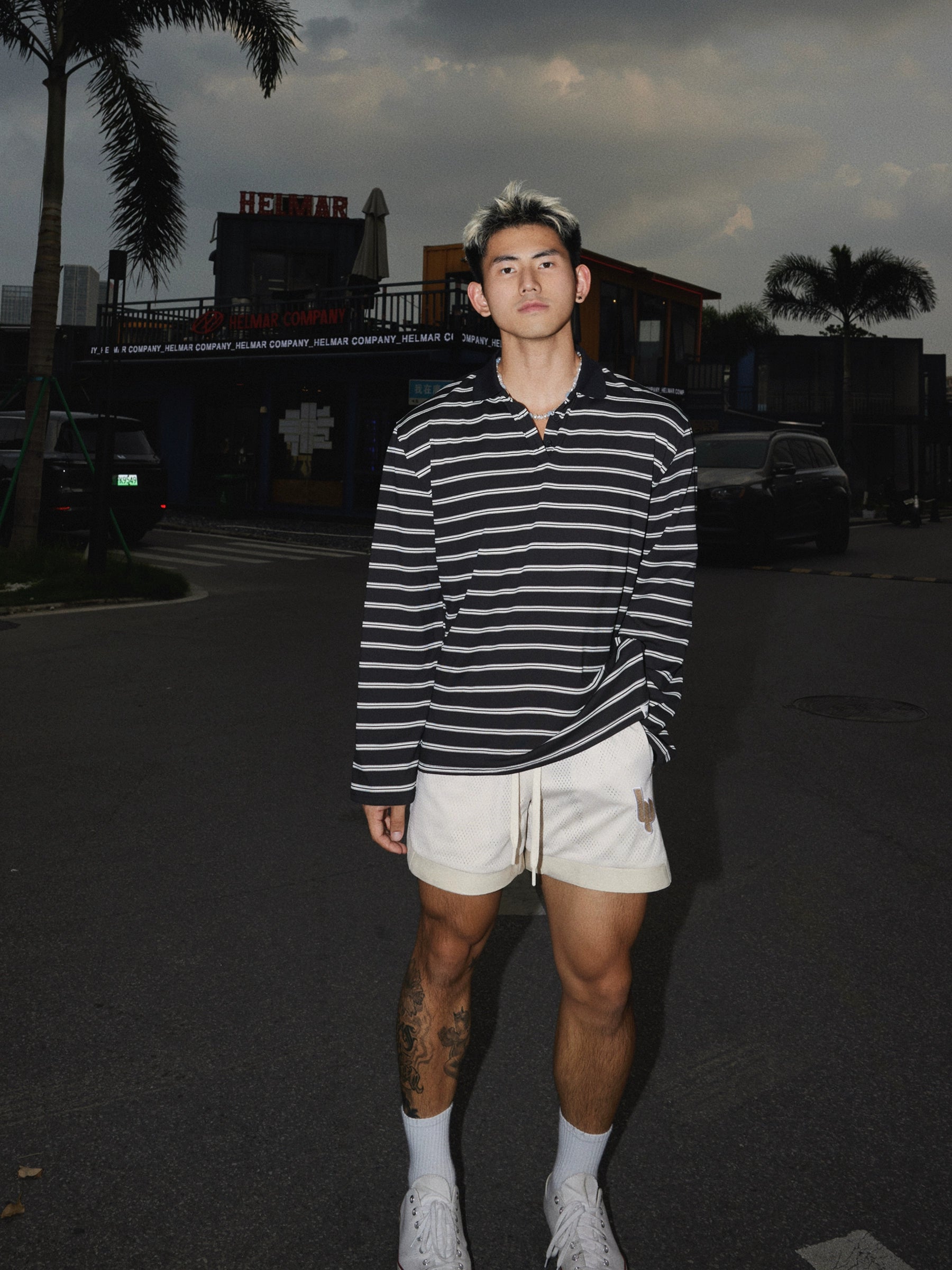 Black White Striped Rugby Shirt