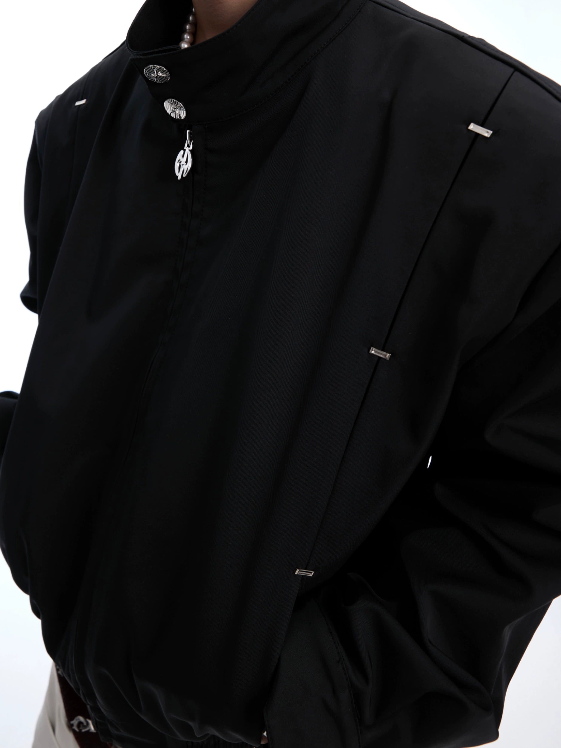 Embroidered Spine Beige Military Jacket