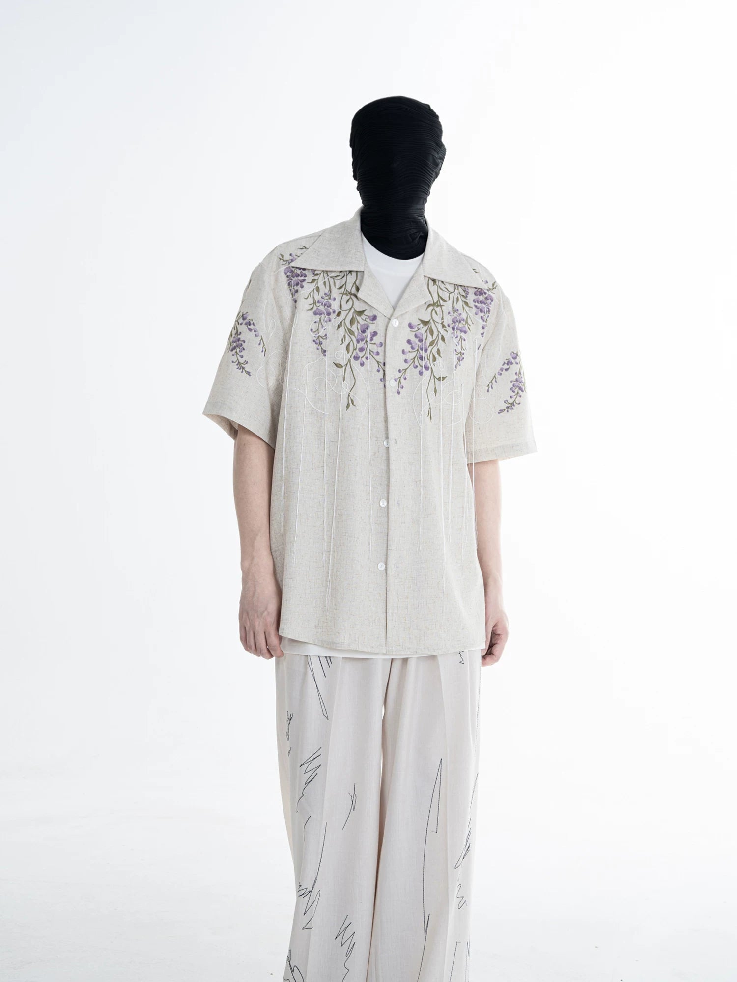 Wisteria Cascade Linen Camp Shirt