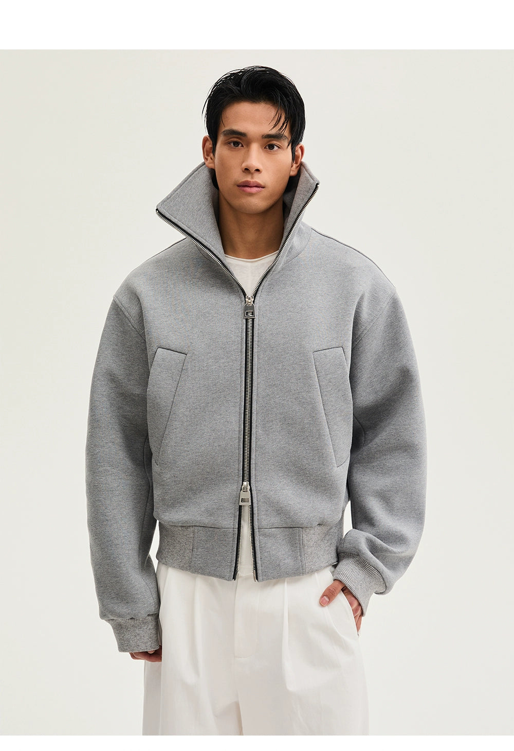 CollarRamp High-Neck Zip Bomber