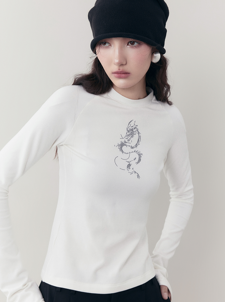 Dragon Embroidered Black Sweatshirt