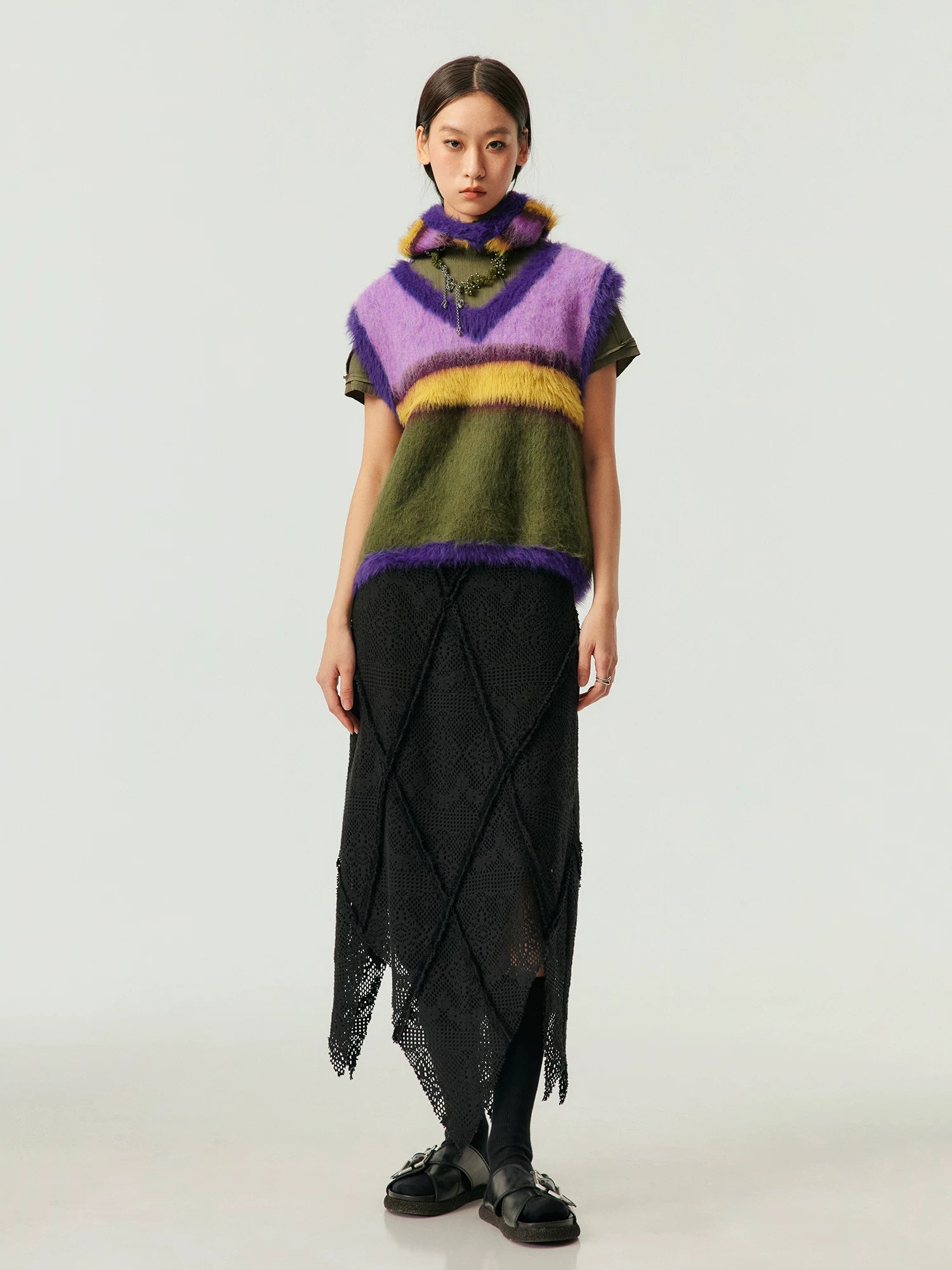 Crochet Handkerchief Hem Midi Skirt