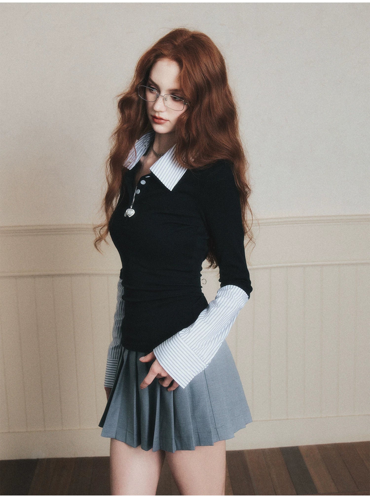 Academia Charm Layered Polo Top