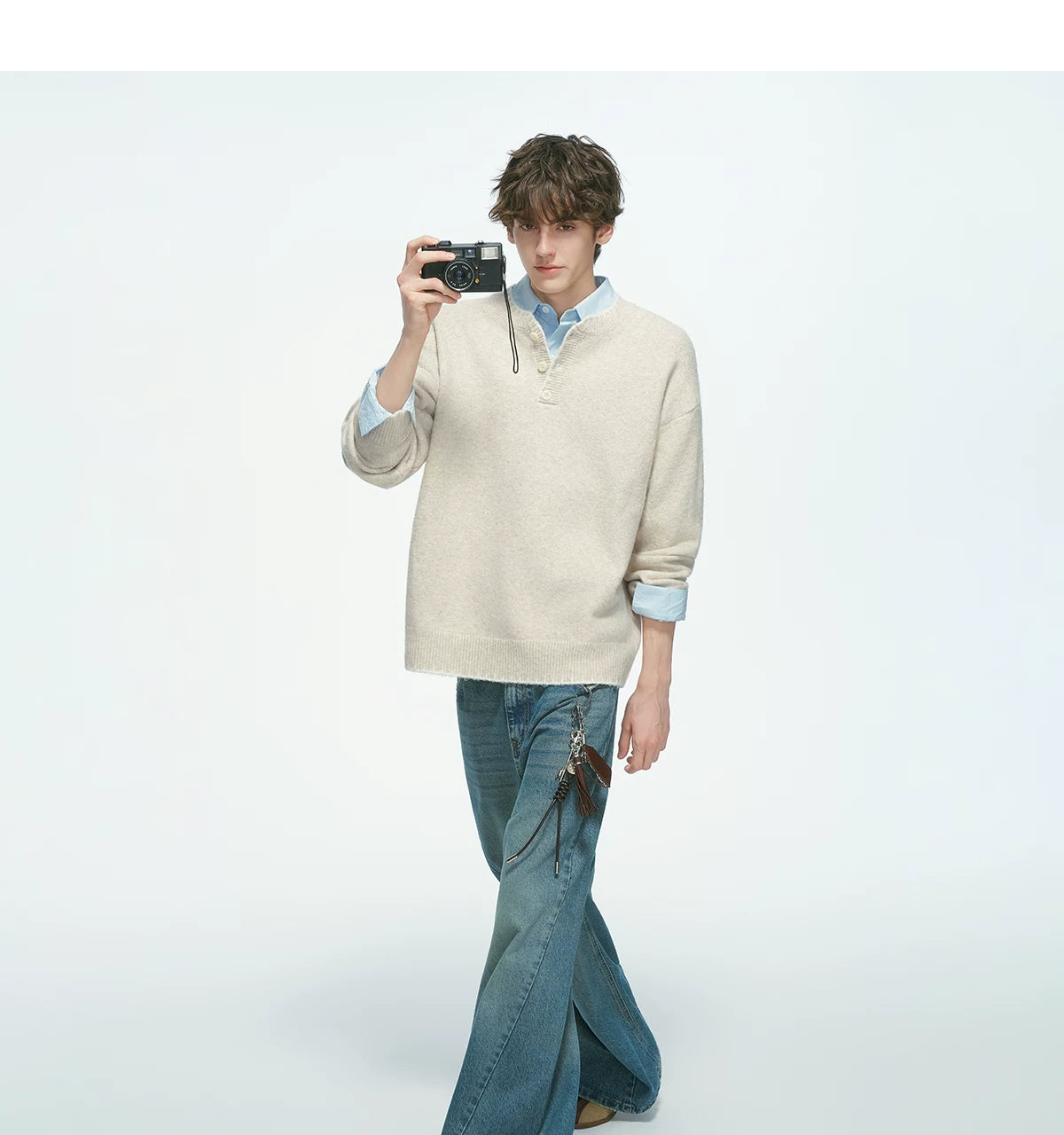 Frayedge Cozy Henley Knit Sweater