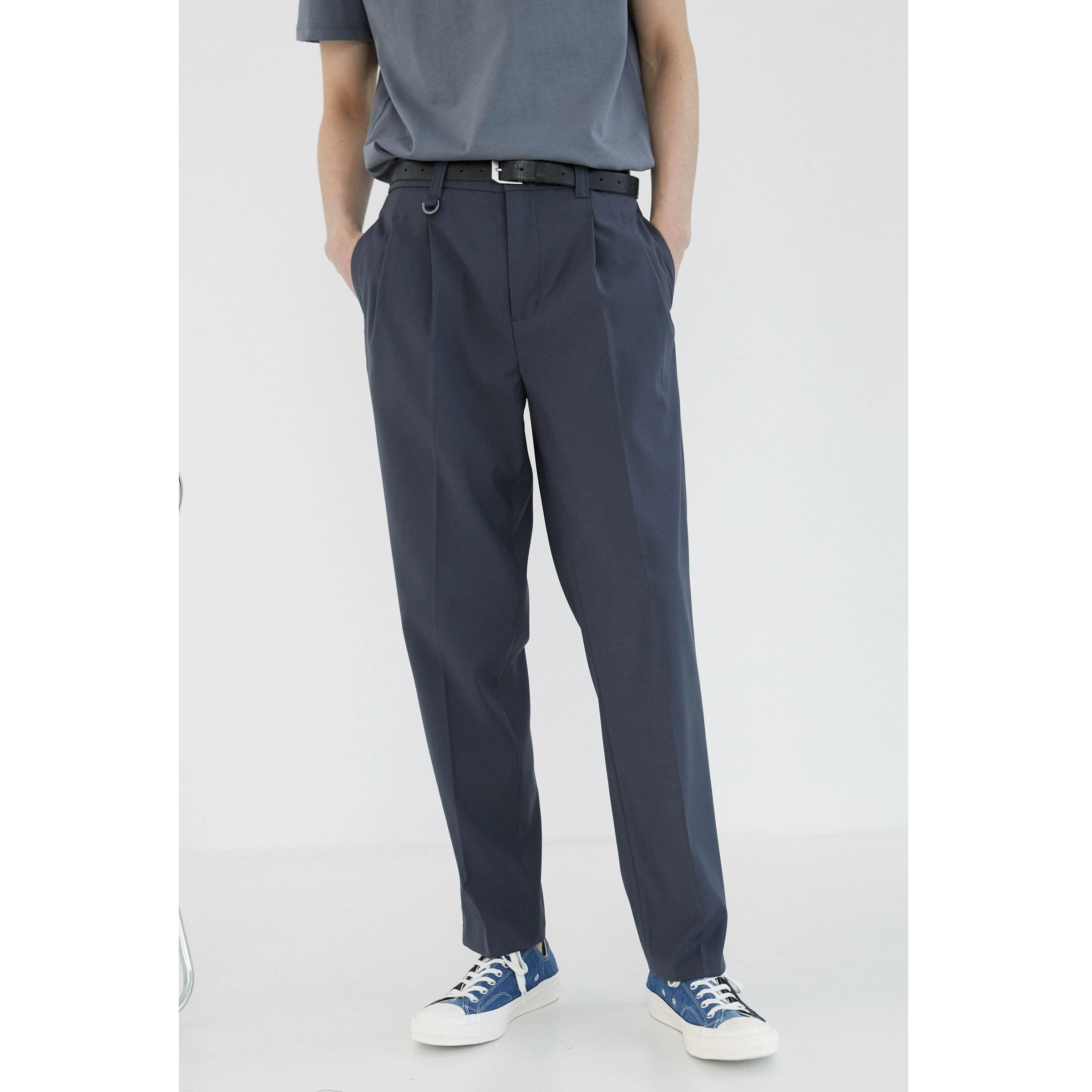 Pantalones de vestir de confort de doble plato