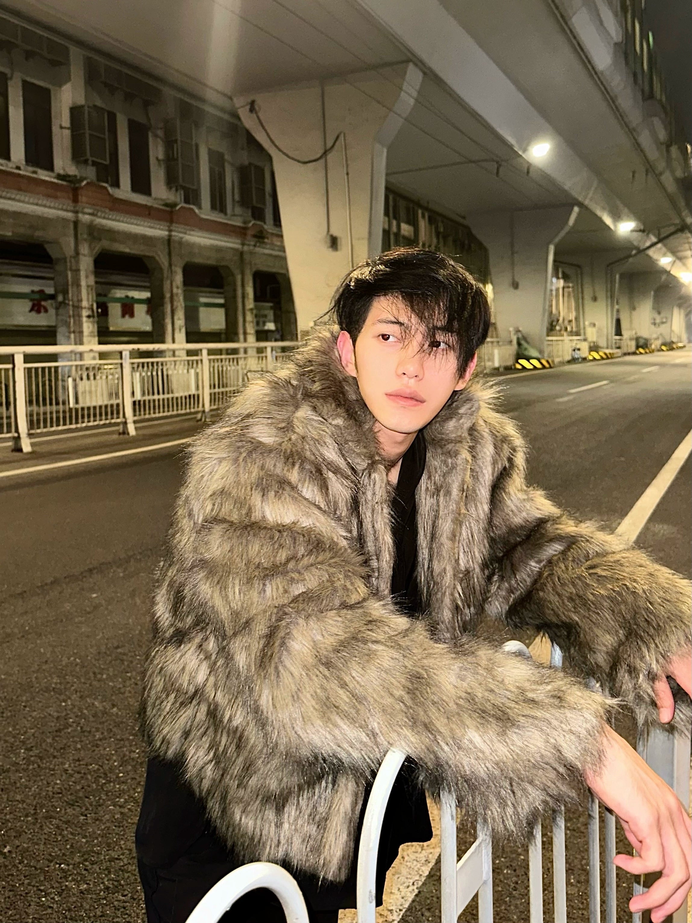 Brown Faux Fur Hooded Coat
