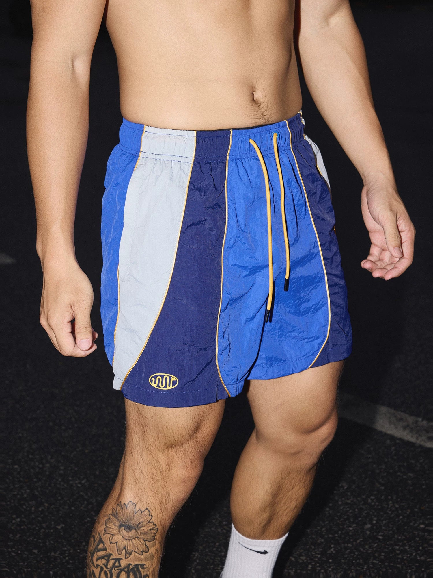 Tri-Block Royal Track Nylon Shorts