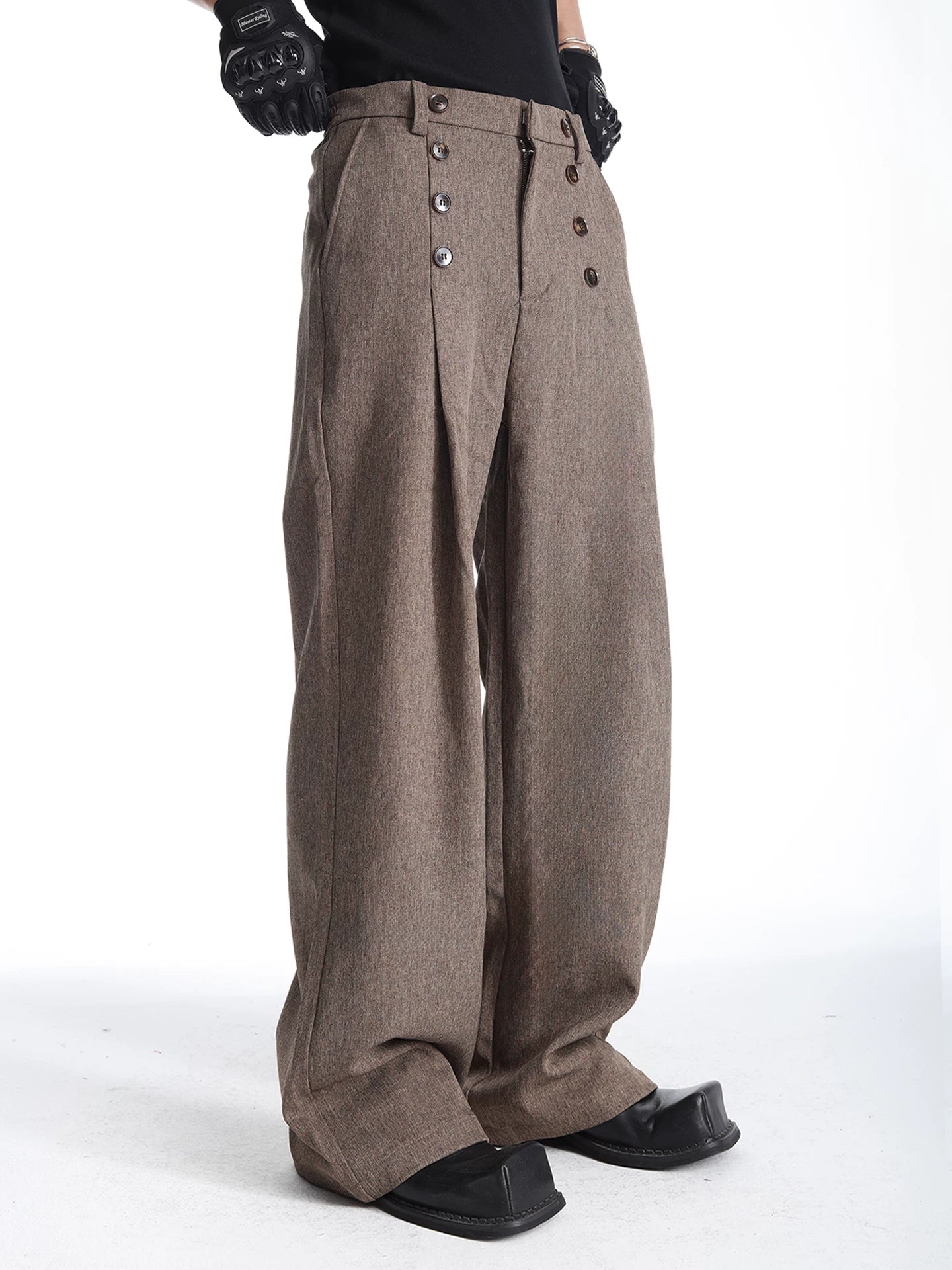 Heritage Double-Button Wide-Leg Trousers