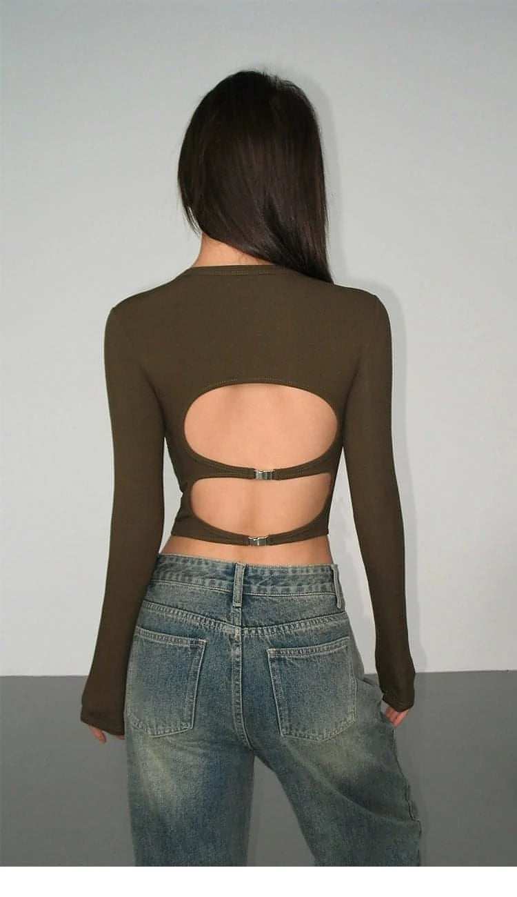 Summer Collection - Black Cut-Out Backless Camisole Top - chiclara