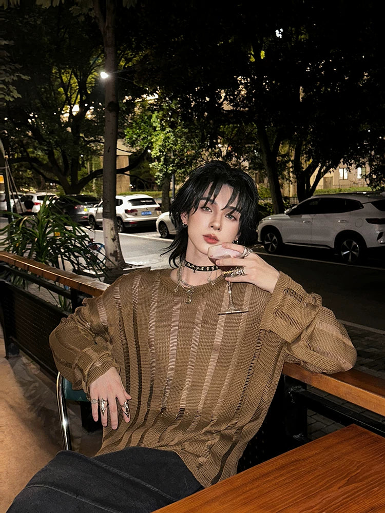 Rustveil Shredded Nightfall Knit Sweater